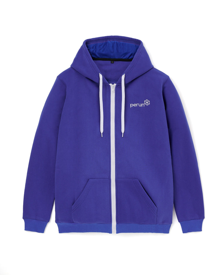 Hooded Sweatshirt, Blue with white trim